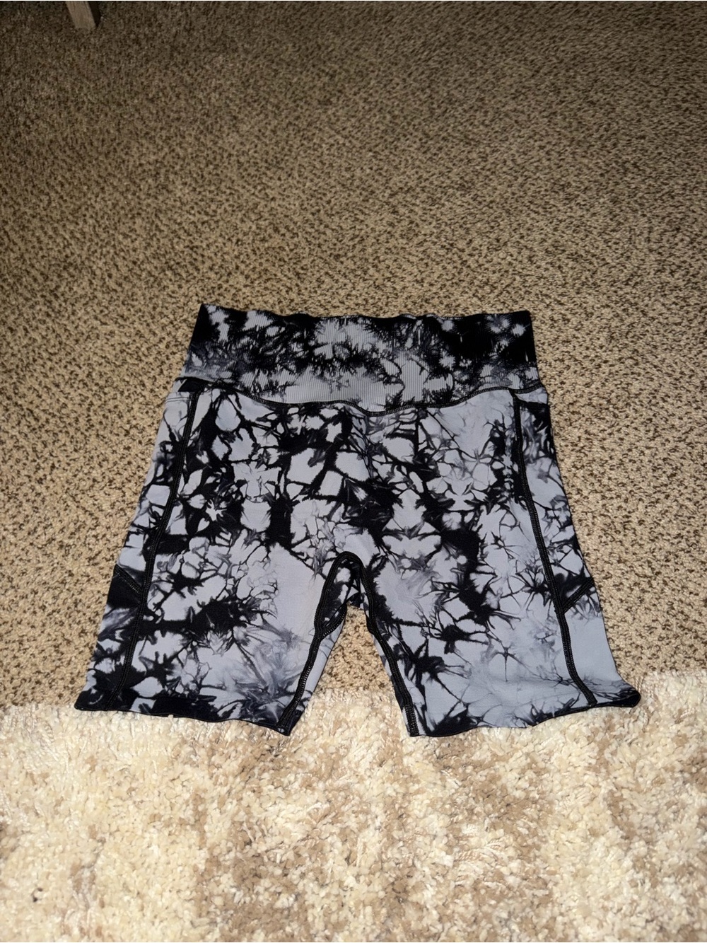 Victoria's Secret Black & Gray Tie-Dye High-Waist Bike Shorts